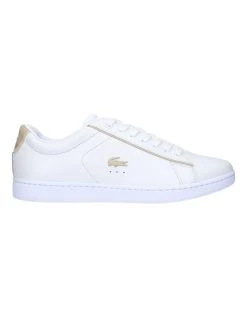 Promo ✨ Lacoste Carnaby Evo White/ Gold Leather Lace-Up 👟 Sneaker 👍