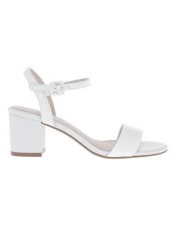 Discount 👏 Basque Roma White Leather Block Heel 🩴 Sandal 🎁