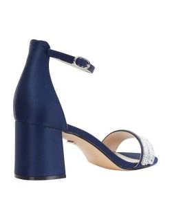 Best Sale 😀 NINA Elenora New Navy Luster Satin 🩴 Sandal 🧨 -Women Shoes shop 641064160 5 720x928