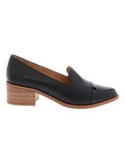 Budget 🤩 Zazou Aspen Black Leather Stacked Heel Loafer 🔥