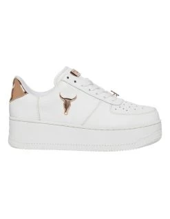 Cheap 🔔 Windsor Smith Rich White/Rose Gold Leather Flatform 👟 Sneaker 😀