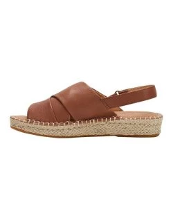 Outlet 🔔 Hush Puppies Birch Tan Leather Espadrille Flatform 🩴 Sandal 👏 -Women Shoes shop 788470480 3 720x928