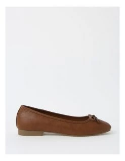 Best Sale 🌟 Miss Shop Robyn Tan Leather Low Heeled Flats ✨
