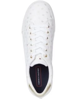 Best deal 🎁 Tommy Hilfiger All Over Flag White Lace-Up 👟 Sneaker 🔔 -Women Shoes shop 826972120 3 2 720x928