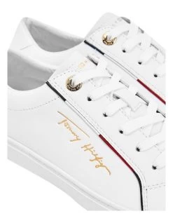 Cheap 😍 Tommy Hilfiger Signature White Leather Lace-Up 👟 Sneaker 😀 -Women Shoes shop 826972210 3 720x928
