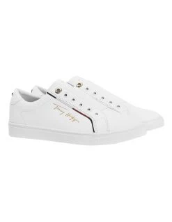 Deals 🛒 Tommy Hilfiger Cupsole White Leather Slip-on 👟 Sneaker 💯