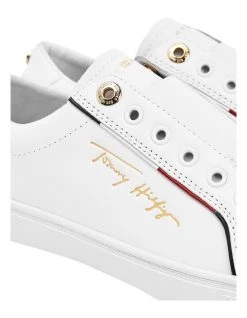 Deals 🛒 Tommy Hilfiger Cupsole White Leather Slip-on 👟 Sneaker 💯 -Women Shoes shop 826972300 3 720x928