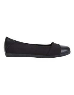 Deals 🛒 Wide Steps Fenton Black Glove/Fabric Flat 👟 Shoes 🎁
