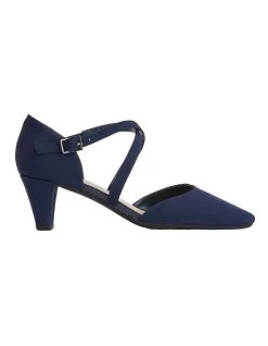 Cheap 🎁 Easy Steps Adison Navy Fabric Heeled 👟 Shoes 🎁