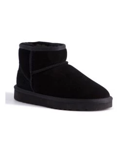Wholesale 😀 Aus Wooli Ugg Short Sheepskin Ankle Boot - Black 🎉