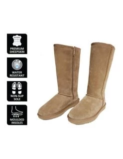 Deals ⭐ Aus Wooli Ugg Tall Zip-Up Sheepskin Boot - Chestnut/Tan ✔️ -Women Shoes shop 837291070 6 720x928