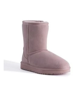 Outlet ✔️ Aus Wooli Ugg Mid Calf Zip-Up Sheepskin Boot - Pale Pink ⌛