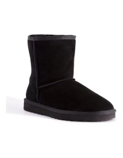 Flash Sale ✔️ Aus Wooli Ugg Mid Calf Zip-Up Sheepskin Boot - Black 🤩