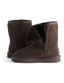 Best reviews of 🤩 Aus Wooli Ugg Mid Calf Zip-Up Sheepskin Boot - Chocolate 💯 -Women Shoes shop 837291610 5 720x928