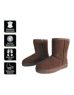 Best reviews of 🤩 Aus Wooli Ugg Mid Calf Zip-Up Sheepskin Boot - Chocolate 💯 -Women Shoes shop 837291610 6 720x928