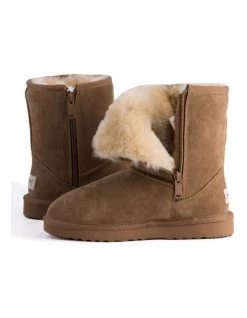 Best reviews of ✨ Aus Wooli Ugg Mid Calf Zip-Up Sheepskin Boot - Chestnut/Tan 🎉 -Women Shoes shop 837291700 5 720x928