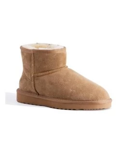 Promo 🛒 Aus Wooli Ugg Short Sheepskin Ankle Boot - Chestnut/Tan 🔔