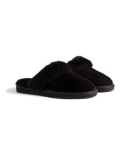 Flash Sale 🛒 Aus Wooli Ugg Unisex Sheepskin Wool Sydney Slippers - Black ⌛ -Women Shoes shop 837292150 6 720x928