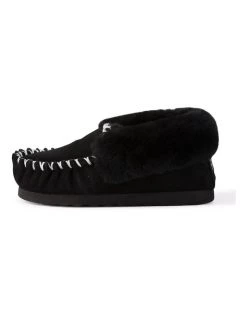 Promo ❤️ Aus Wooli Ugg Hand Stitched Womens Sheepskin Moccasin - Black 🎁 -Women Shoes shop 837292690 5 720x928