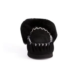 Promo ❤️ Aus Wooli Ugg Hand Stitched Womens Sheepskin Moccasin - Black 🎁 -Women Shoes shop 837292690 6 720x928