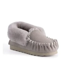 Coupon 🔔 Aus Wooli Ugg Hand Stitched Womens Sheepskin Moccasin - Light Grey 😍