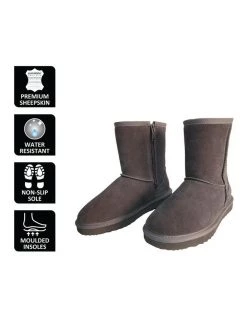 Coupon 🧨 Aus Wooli Ugg Mid Calf Zip-Up Sheepskin Boot - Grey ✔️ -Women Shoes shop 837293500 6 720x928