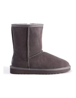 Coupon 🧨 Aus Wooli Ugg Mid Calf Zip-Up Sheepskin Boot - Grey ✔️ -Women Shoes shop 837293500 7 720x928