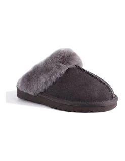 Buy ⌛ Aus Wooli Ugg Unisex Sheepskin Wool Sydney Slippers - Dark Grey ❤️