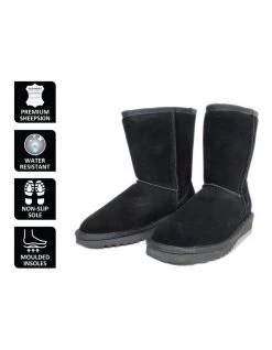 Cheap 🥰 Aus Wooli Ugg Mid Calf Sheepskin Boot - Black 😀 -Women Shoes shop 837293770 6 720x928