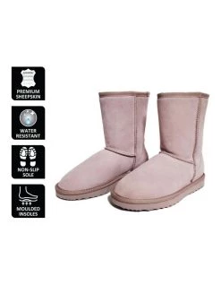 Discount 🤩 Aus Wooli Ugg Mid Calf Sheepskin Boot - Pale Pink 🛒 -Women Shoes shop 837293860 6 720x928