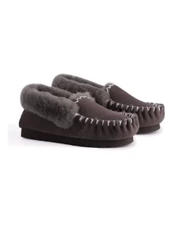 Promo 💯 Aus Wooli Ugg Hand Stitched Womens Sheepskin Moccasin - Dark Grey 🔥 -Women Shoes shop 837293950 7 720x928