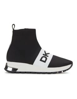 Coupon 🎁 DKNY Mace Black/White Linear Knit 👟 Sneaker 😀