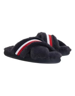 Top 10 ✨ Tommy Hilfiger Faux Fur Logo Navy Home Slipper 😍