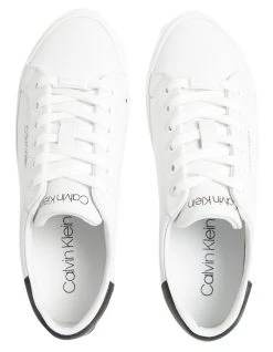 Cheap 😀 Calvin Klein Vulcanised White/Black Leather Lace Up 👟 Sneaker 🛒 -Women Shoes shop 847903330 5 720x928