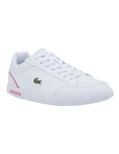 Best Pirce 🌟 Lacoste Graduate Cap White/Pink Leather Trainers 👏