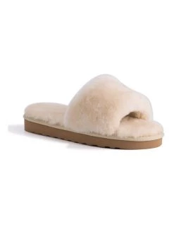 Wholesale 🤩 AUS WOOLI UGG WOMEN SHEEPSKIN FLUFF SLIDE - Chestnut/Tan 🧨
