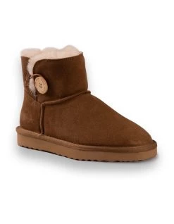 Best deal 🥰 AUS WOOLI UGG SHORT SHEEPSKIN BUTTON BOOT - Chestnut/Tan ⭐
