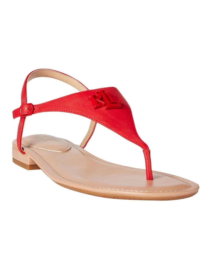 Deals ⭐ Lauren Ralph Lauren Ellington Red Leather Flat 🩴 Sandal 🧨 2 Deals ⭐ Lauren Ralph Lauren Ellington Red Leather Flat 🩴 Sandal 🧨 - Image 2