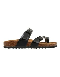 Best Sale 🎁 Ravella Deva Black Smooth 🩴 Sandals 😀