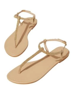 Best deal ⌛ Seed Heritage Kaia Beaded Gold Flat 🩴 Sandal 🌟 -Women Shoes shop 859558690 3 720x928