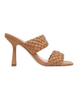 Discount ⌛ Pink Inc Jacinta Dark Camel Weave Glove 🩴 Sandals 🤩