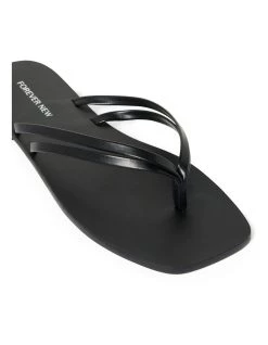 Promo 😀 Forever New Marie Black Toe Post Slide ✔️