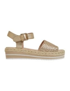 New ⌛ Jane Debster Debbie Soft Gold Weave 🩴 Sandals 💯