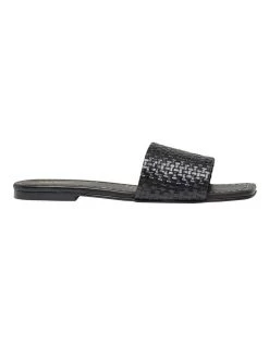 Budget 👏 Oxford Ayla Black Woven Leather Slide 😉