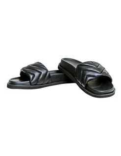 Buy 🥰 Belle & Bloom Go Get 'Em Black Quilted Slide 🤩 -Women Shoes shop 889076440 3 720x928