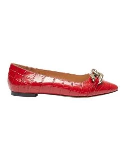 Hot Sale ๐ฏ Sandler Lacey Red Croc Print Flat ๐ Shoes ๐