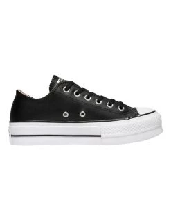 New 🥰 Converse Chuck Taylor All Star Black Leather Platform 👟 Sneakers 🔔