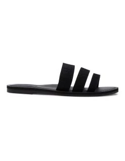 Flash Sale 🔔 Roxy Wyld Rose Black Leather Slides 🎁