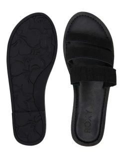 Flash Sale 🔔 Roxy Wyld Rose Black Leather Slides 🎁 -Women Shoes shop 901898650 3 720x928