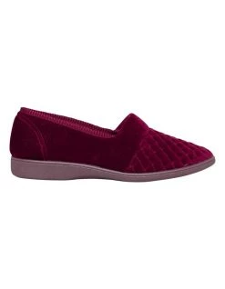 Promo 😍 Grosby Marcy Wine Quilted Velour Slip-on Slipper ✔️